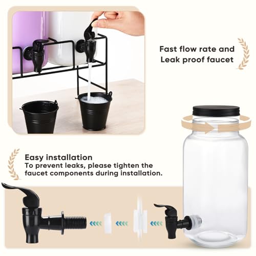 Liquid Laundry Detergent Dispenser, Three 2.2L Laundry Detergent Dispenser Glass Jar for Liquid Detergent, Fabric Softener- Laundry Soap Dispenser for Laundry Room Organization