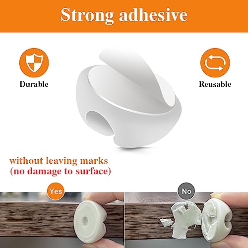 Shintop Cable Clips, 16 Pack White Cord Holder Adhesive Cable Organizer Wire Holder for Organizing Phones Chargers Desk Nightstand Car - color: White, size: Multi-size