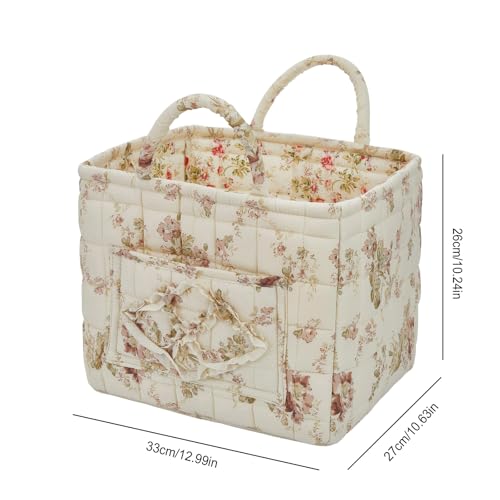 Quilted Laundry Basket with Handles, Aesthetic Collapsible Fabric Storage Basket for Clothes, Diapers & Toys - Multi-Purpose Boho Organizer Tote for Car, Home & Picnic (I) - color: I