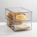 mDesign Plastic Stackable Bathroom Storage Organizer Bin with Pull Out Drawer for Cabinet, Vanity, Shelf, Cupboard, Cabinet, or Closet Organization - Lumiere Collection - 8 Pack - (Clear, 8 x 12 x 4) - size: 8 x 12 x 4 (Pack of 8)