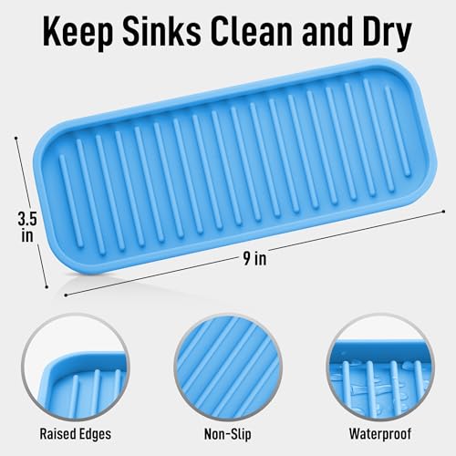 Zulay Kitchen (9x3.5) Silicone Sponge Holder for Kitchen Sink - Flexible Multipurpose Kitchen Soap Tray Sponge Holder - Sink Organizer Tray for Kitchen, Bathroom, Makeup, Trinkets & More (Blue) - color: Blue, size: Medium (9x3.5)
