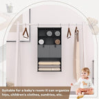 Hanging Closet Organizer 4 Shelves, 2 Drawers Closet Organization and Storage, 6 Compartments Wardrobe Clothes Organizer, Dark Gray