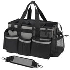 SCAVATA Wearable Cleaning Caddy, Cleaning Caddy Supplies Organizer with Handle & Shoulder Straps for Housekeepers, Under Sink & Car Cleaning Tool Organizers Bag with 4 Foldable Divider (MediumGrey) - color: MediumGrey