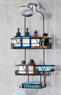 DAOYA Over the Shower Head Caddy with 2 Baskets & Soap Holder, Non-Slip Design for 0.82-Inch Showers, Black, Stainless Steel - color: Black, size: XL