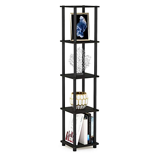 FURINNO Turn-N-Tube 5-Tier Corner Square Rack Display Shelf, Round, Espresso/Black - color: Espresso/Black, size: 5-Tier Round Tube