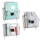 OYEAL Hanging Wall File Organizer, 6 Pockets Wall File Holder, Metal Mail Organizer Wall Mounted with Hooks for Papers, Folders, Office Magazine Rack, Black