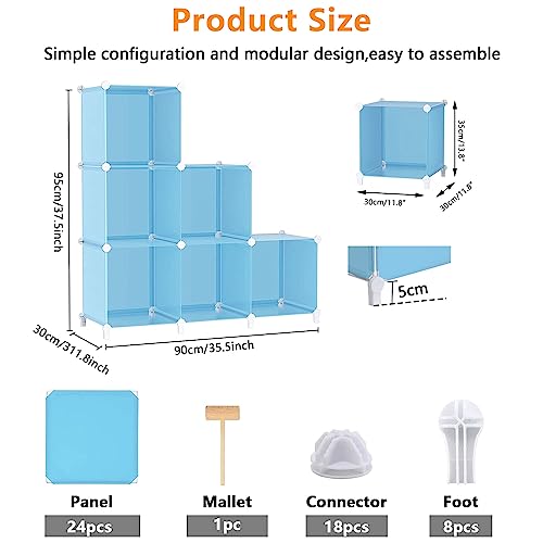 AWTATOS Cube Storage Organizer Protable Closet Organizers and Storage for Kids DIY Stackable 6 Cubes Storage Shelves Clothes Organizer for Bedroom, Home, Blue - color: Blue