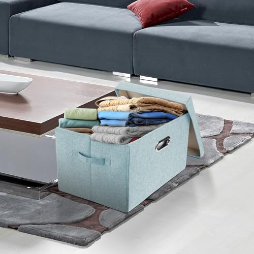 TYEERS Collapsible Storage Bins With Lids, Large Fabric Storage Boxes - 2 Pack - Aqua Spring - color: Auqa Spring, size: 2-Pack Large