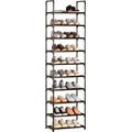 10-Tier Tall Shoe Rack, Adjustable 20-25 Pairs Shoe Shelf Storage Organizer for Entryway Hallway Closet Bathroom Living Room (Black) - color: Black-10tier