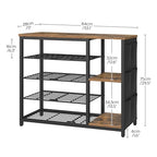 YATINEY Industrial 5-Tier Shoe Rack, Metal Shoe Storage Organizer with Side Oxford Pocket, Entryway Heavy Duty Shoe Shelf for Small Spaces, Entryway, Hallway, Rustic Brown and Black SS84BR