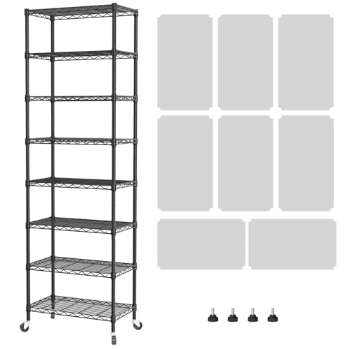 SINGAYE 8 Tier Shelf Organizer Storage Metal Shelves Garage Wire Shelving Unit Pantry Rack Adjustable Standing Storage for Kitchen Closet Laundry Bathroom Pantry 12" D x 22" W x 74" H Black - color: Black, size: 8Tier/12"D X 22"W X 74"H