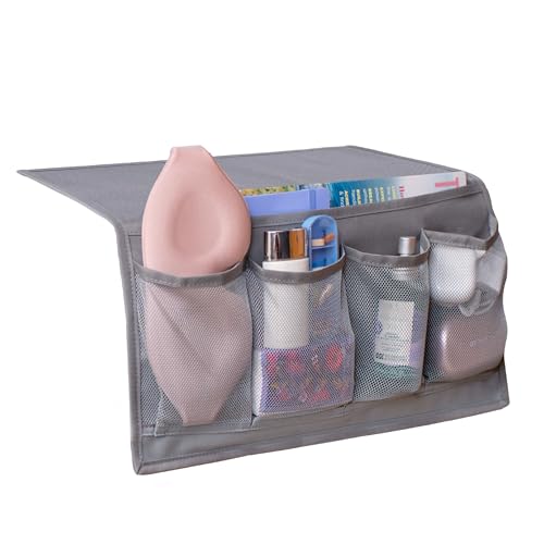 Houseify Slumber & Stow Hanging Bedside Caddy - 5 Pocket Bed Caddy Organizer for Tablets, Magazines, Phone, Glasses, Remotes & More - Ideal Storage For Dorm, Bedroom & Living Areas - 10"x17.3"