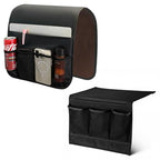 Bedside Caddy Organizer & Remote Control Holder for Couch, Non-Slip Armchair Caddy Storage with Multiple Pockets, TV Remote Holder for Bed, Sofa Armrest Organizer for Glasses Phone Magazine(2pcsBlack)