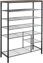 6 Tier Shoe Rack Organizer, Metal Mesh Shoe Storage Shelf, Storage Boots .for Entryway, Closet,Hallway, Bedroom,Cloakroom,Garage, Industrial,Rustic Brown - size: 6-Tier