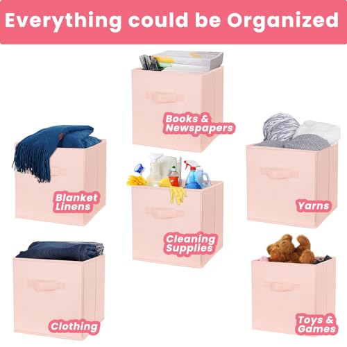 Criusia Storage Cubes- 11 Inch Cube Storage Bins for Organizing Shelves - Nursery Closet Organization Bins for Clothes Blanket - 10 Pack Collapsible Decorative Storage Box for Living Room (Pink) - color: Pink, size: 10 Pack - 11 inches