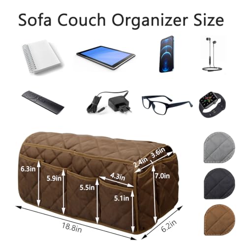 Remote Control Holder for Armchair, Armchair Caddy TV Remote Holder for Recline 14 Pockets, Non-Slip Remote Caddy Couch Caddy Organizer for TV Remote, Phone, Magazine (Brown) - color: Brown