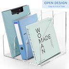 Acrylic Paper Tray Stackable Letter Organizers, Clear Paper Desk Organizer, 3-Tier, Desk A4 File Holder for Office Document Desktop File - style: Vertical-1Pack