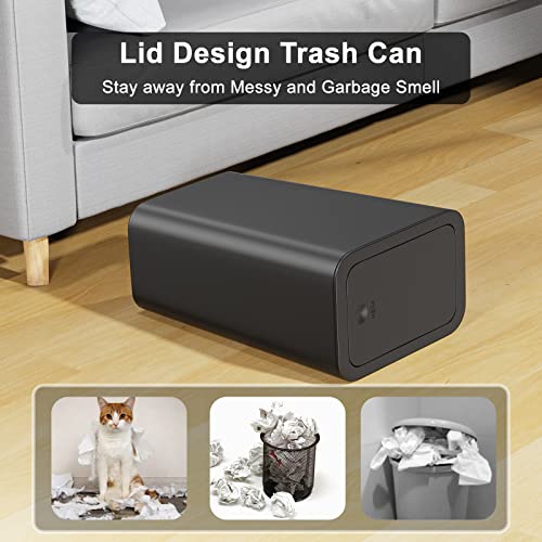 N. NETDOT 3 Pack (2 of 4 Gal & 1 of 2.6 Gal) Small Trash Can with Lid,Bathroom Garbage Can with Pop-Up Lid,Waste Basket for Bathroom,Kitchen,Bedroom,Powder Room,Craft Room,Office,College (Black) - color: 4gal x2 & 2.6gal Black