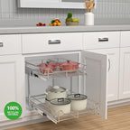 JOWBOOW 2-Tier Cabinet Pull Out Shelves (20" W x 22" D), Slide Out Shelves for Kitchen Cabinets, Metal Pots and Pans Organizer for Under Cabinet - size: 20 x 22 Inch