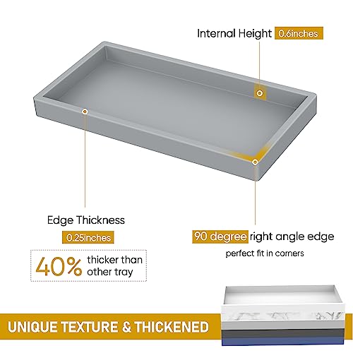 EG-SIPRO High-Grade Thickened Silicone Rectangle Bathroom Vanity Tray - Shatterproof Durable Soap Dispenser Tray for Countertop - color: Gray, size: Small-7.8*3.9 in