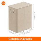 Lifewit Double Laundry Hamper with Lid and Removable Laundry Bags, Large Collapsible 2 Dividers Dirty Clothes Basket with Handles for Bedroom Laundry Room Closet Bathroom College, 155L Beige - color: Beige, size: 155L