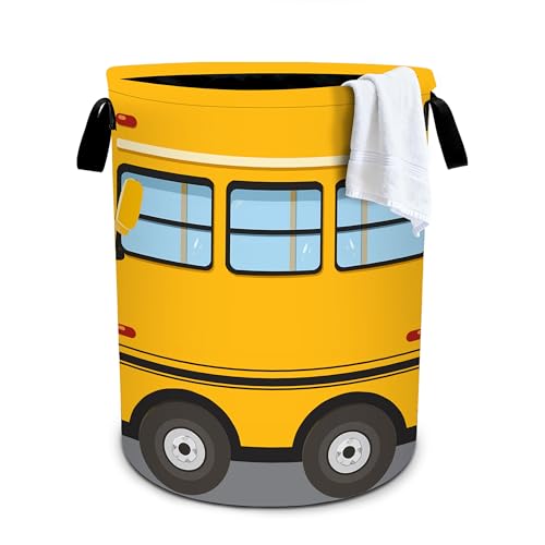 Bus Laundry Basket Storage Bin Foldable Laundry Hamper Clothes Storage Bucket Organizer 19.6x15.7 Inch For Laundry Room/Bedroom/Bathroom - color: Bus