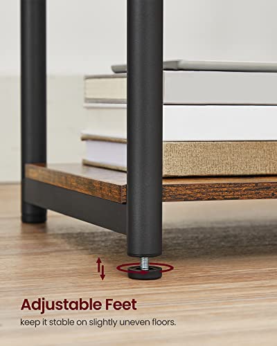 VASAGLE Side Table with Charging Station, 3-Tier End Table with USB Ports and Outlets, Nightstand for Living Room, Bedroom, 11.8 x 13.4 x 22.8 Inches, Plug-in Series, Rustic Brown and Black - color: Rustic Brown + Black