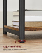 VASAGLE Side Table with Charging Station, 3-Tier End Table with USB Ports and Outlets, Nightstand for Living Room, Bedroom, 11.8 x 13.4 x 22.8 Inches, Plug-in Series, Rustic Brown and Black - color: Rustic Brown + Black