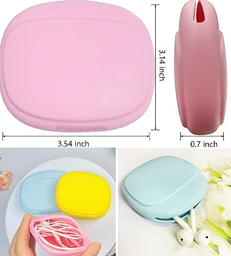Silicone Headphone Organizer - Data Cable Storage Case - Mini Key Box - Portable Wired Headset Storage Bag (Yellow-Pink-Blue-3PCS) - color: Yellow-Pink-Blue