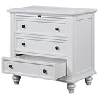 Modern Storage Wood Cabinet with 3-Drawer, Sofa Table Console Table End Table with Pull Out Tray, Accent Table Furniture for Entryway Living Room Bedroom, Fully Assembly Bedside Table - color: White