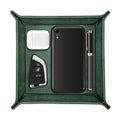 SITHON Valet Tray Desktop Storage Organizer – Premium PU Leather Catchall Bedside Vanity Tray Nightstand Caddy Holder for Keys, Phone, Wallet, Coin, Valentine's Day Gift, Dark Green - color: Dark Green