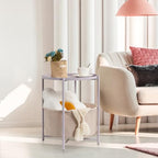 danpinera Round Side Table with Fabric Storage Basket, Metal Side Table Small Bedside Nightstand with Removable Tray Top for Living Room, Bedroom, Nursery, Laundry, Light Violet - color: Light Violet