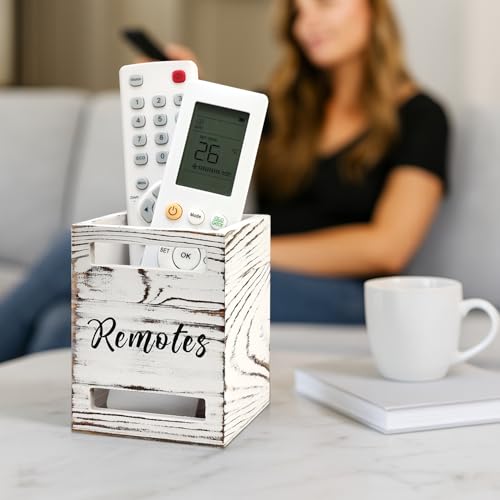 Small Remote Control Holder for Table Bedside Organizer Controller Holder Remote Holders Wall Mount Remotes Organizer for Bed Couch Wooden Control Box Wall Storage Rustic Accessories for TV Stand - color: Rustic White, size: 1 Slot