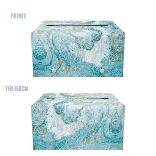 Marble Print Rectangle Tissue Box Cover Modern PU Leather Rectangular Tissue Box Waterproof Tissue Cover Decorative Holder Organizer for Bathroom Vanity Countertop - color: Marble Print 1