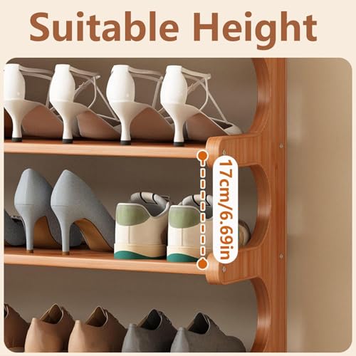KNERS Bamboo Shoe Rack, Multi-Layer Space-Saving Shoe Organizer for Entryway, Bedroom or Living Room, Stable & Easy to Install, 3-Tier / 5-Tier / 6-Tier Options (5 Layer - 70cm) - size: 5 Layer - 70cm