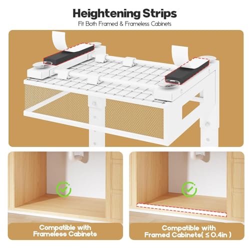 Under Sink Organizer, 2-Tier Dual Pull Out Cabinet Organizer Drawers With Smooth Circular Rail, Large Capacity Metal Mesh Sliding Shelves For Bathroom& Kitchen Storage,Height Adjustable–White,2 Packs - color: White, size: 2 Pack-15.9"Dx11.6"-16.7" H