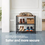 3-Tier Wooden Shoe Rack with Metal Mesh Shelves - for Entryway, Closet, Hallway & Bedroom Holds 6 Pairs, Ideal for Storage or Display - size: 17"D x 10.24"W x 15.75"H