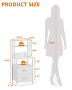 Furnulem Night Stand, Tall White Nightstand with 4-Tier Shelves, 2 PU Fabric Drawers and Led Lights, Bed Side Tables with Charging Station, Bedside Table for Bedroom - color: White, size: 2 Drawer