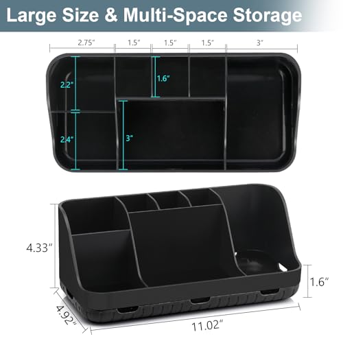 GFWARE Black Toothbrush Holder - 7 Slots Bathroom Organizer Countertop with Drainage Matte Black Electric Toothbrush and Toothpaste Holder for Bathroom Accessories Organization Vanity Sink Storage - color: Black