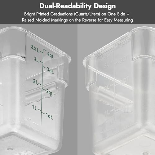 CURTA 8-Pack 6 Qt NSF Clear Polycarbonate Food Storage Containers with Red Lids - Square, Commercial-Grade, Freezer & Dishwasher Safe, Stackable - color: 6.0 Qt 8-Pack(Red Lids)