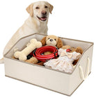 Dog Toy Basket With Handle, Foldable Dog Toy Box for Living Room Area, 20" Basket for Dog‘s Toys, Clothes, Organizers and Storage with Hard Board, Anti-slip for Pet Toys