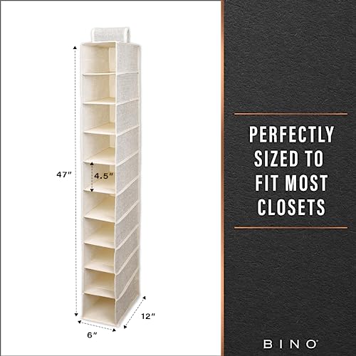 BINO 10-Shelf Shoe Closet Organizer - Beige | Closet Hanging Organizer | Hanging Shoe Rack Storage & Organizer for Bedroom | Hanging Shelves | Portable Closets for Hanging Shoes | Room Essentials - size: 10 - Shelf