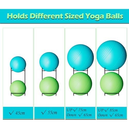 Exercise Ball Holder - Medicine Ball Rack for 85cm Yoga Ball Yoga Mat Storage, Garage Stability Ball Organizer Stand for Home Gym