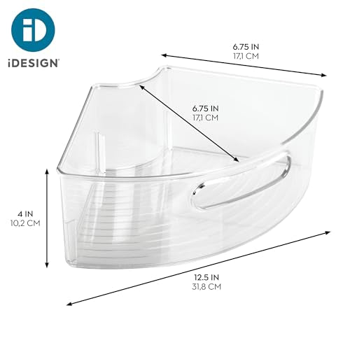 iDesign Plastic Lazy Susan Cabinet Storage Bin, 1/4 Wedge Container for Kitchen, Pantry, Counter, BPA-Free, 12.5 in x 6.75in x 4in Set of 4, Clear
