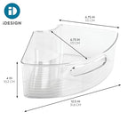 iDesign Plastic Lazy Susan Cabinet Storage Bin, 1/4 Wedge Container for Kitchen, Pantry, Counter, BPA-Free, 12.5 in x 6.75in x 4in Set of 4, Clear