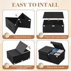Geelin 4 Pcs Under Bed Storage with Wheels 10" High Underbed Containers with Lids Large Rolling Under Bed Organizer with Handles Underbed Clothes Storage Bins for Clothes Blankets Shoes (Black,24'' L)