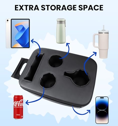 Back Seat Cup Holder for Car, PU Leather Couch Sofa Bed Boat Cup Holder Tray, Organizer for Trucks, Minivans, SUVs, RVs, Vehicles, Holds Drinks, Remote, Snacks, with Side Pockets - color: Side Pockets