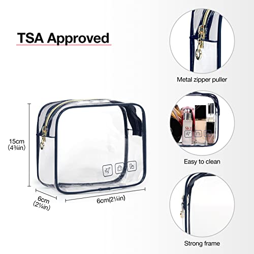 BAGSMART Toiletry Bag Hanging Travel Makeup Organizer with TSA Approved Transparent Cosmetic Bag Makeup Bag for Full Sized Toiletries, Large-Navy - color: Navy, size: Large