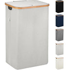 LONBET Laundry Basket with Lid, Made from Breathable Fabric | Aesthetic Clothes Hampers for Laundry with Side Handles & Sturdy Bamboo Frame (26 Gallons - Single, Light Gray) - color: Light Gray, style: 26 Gallons - Single