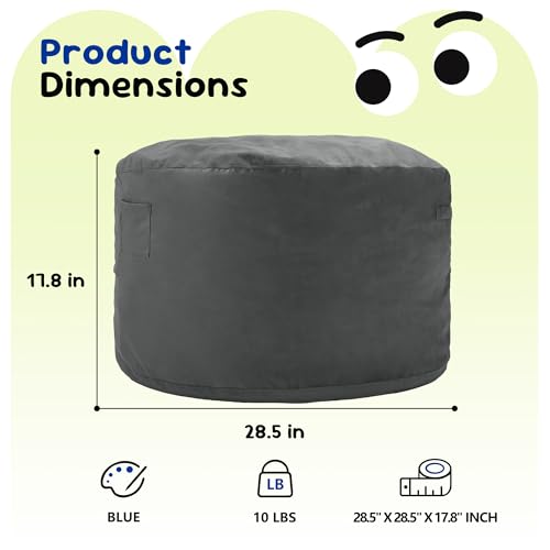 Hobestluk Bean Bag Chairs 2.5FT Bean Bag Chair with Memory Foam Filled & Machine Washable Cover,Beanbag Chair, Small Bean Bag Chairs for Playroom, Living Room, Bedroom - color: Grey, size: 2.5FT - 28.5" x 28.5" x 17.8"
